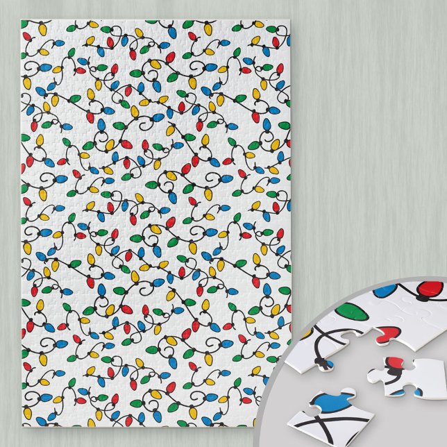 Colourful Christmas Light Bulb Pattern Difficult Jigsaw Puzzle (Creator Uploaded)