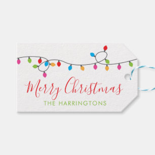 Colourful Christmas Lights Gift Tags