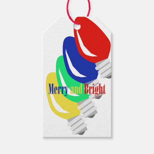 Colourful Christmas Lights Gift Tags (Front)