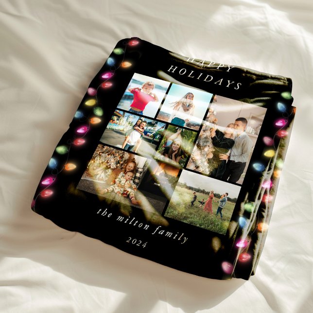 Colourful Christmas Lights Multiple Photos Fleece Blanket (Creator Uploaded)