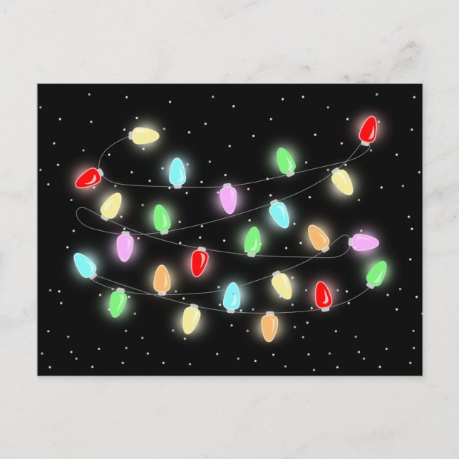 Colourful Christmas Lights Postcard (Front)
