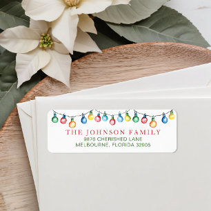 Colourful Christmas Lights Return Address Label