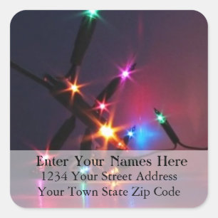 Colourful Christmas Lights Return Address Label