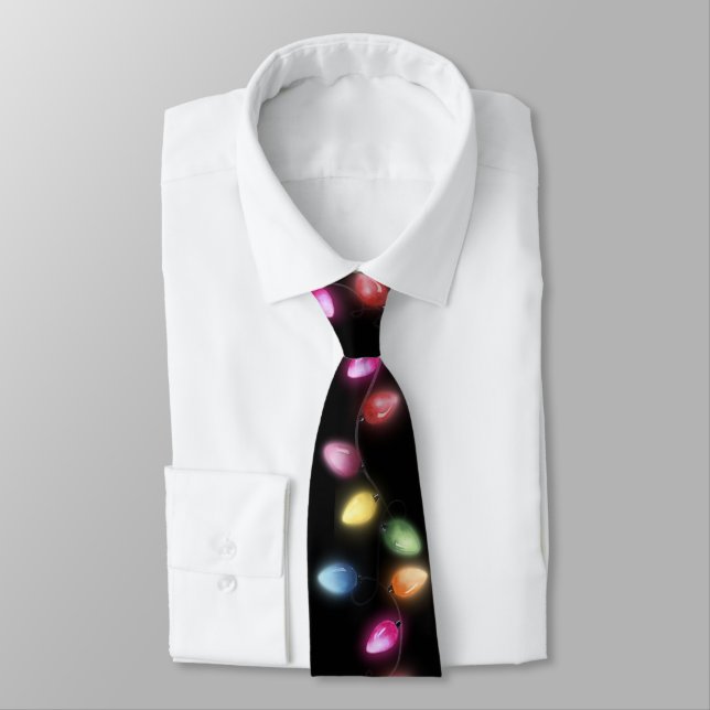 Colourful Christmas Lights Tie (Tied)