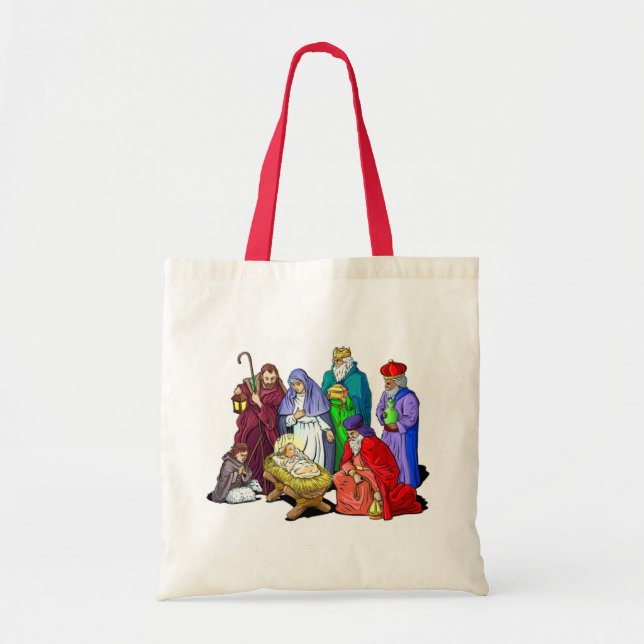 Colourful Christmas Nativity Scene Tote Bag (Front)