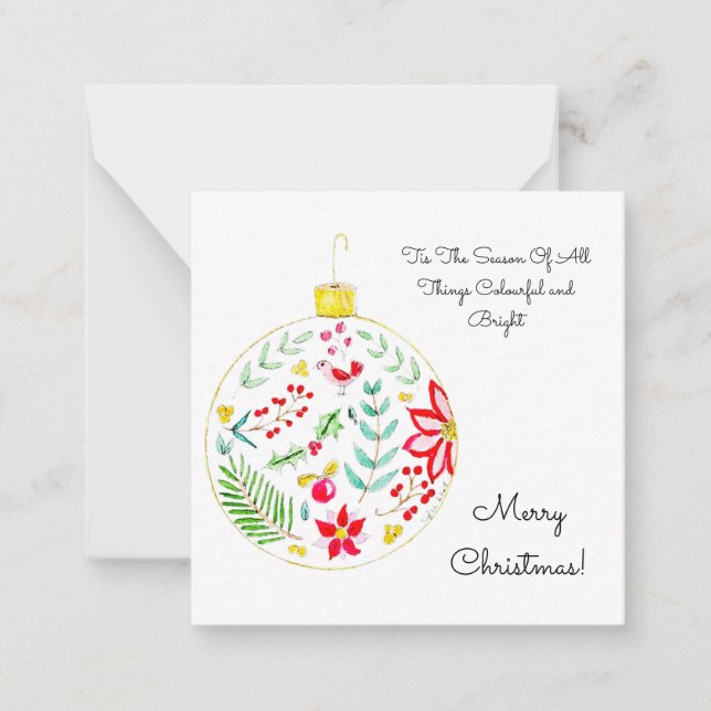 Colourful Christmas Ornament Card (Front)