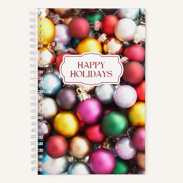 Colourful Christmas Ornament Notebook (Front)