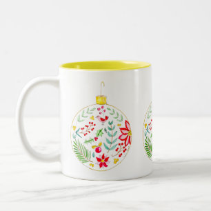 Colourful Christmas Ornament Two-Tone Coffee Mug
