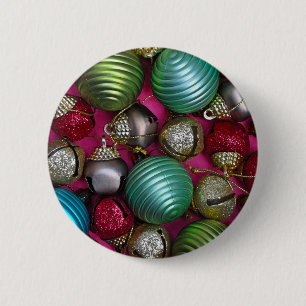 Colourful christmas ornaments 2 inch round button