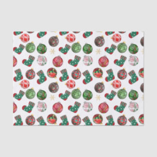 Colourful Christmas Ornaments and Stockings Tissue Paper
