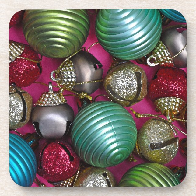 Colourful christmas ornaments coaster (Front)