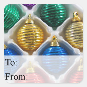 Colourful Christmas Ornaments Gift Tag
