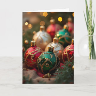 Colourful Christmas Ornaments Holiday Card