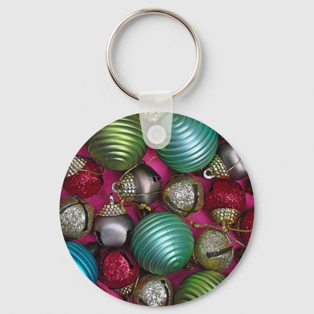 Colourful christmas ornaments keychain (Front)
