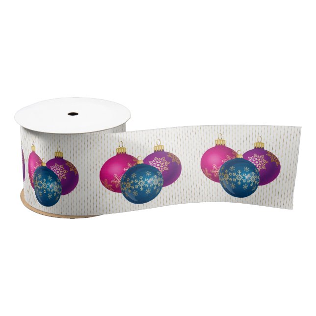 Colourful Christmas Ornaments Satin Ribbon (Spool)