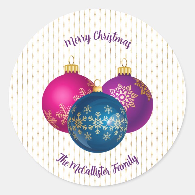 Colourful Christmas Ornaments Sticker (Front)