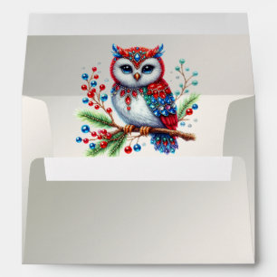 Colourful Christmas Owl Holiday Envelope