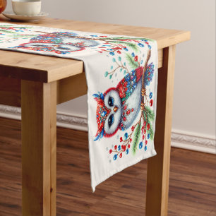 Colourful Christmas Owl Holiday Table Runner