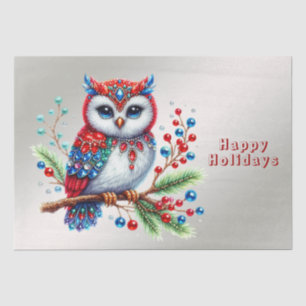Colourful Christmas Owl Holiday Tissue Paper