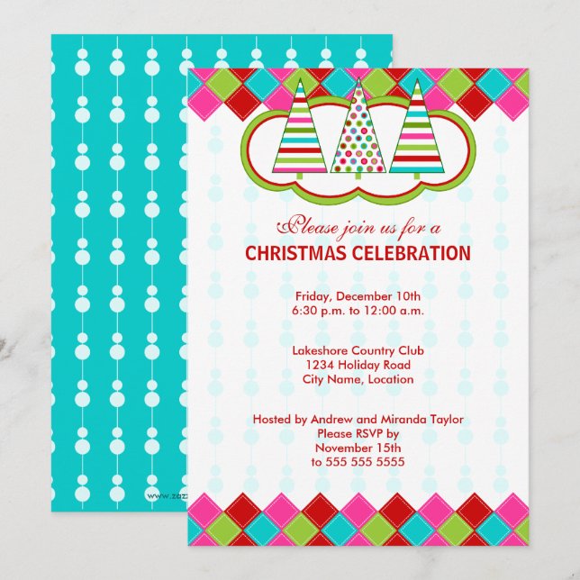 Colourful Christmas Party Invitation (Front/Back)