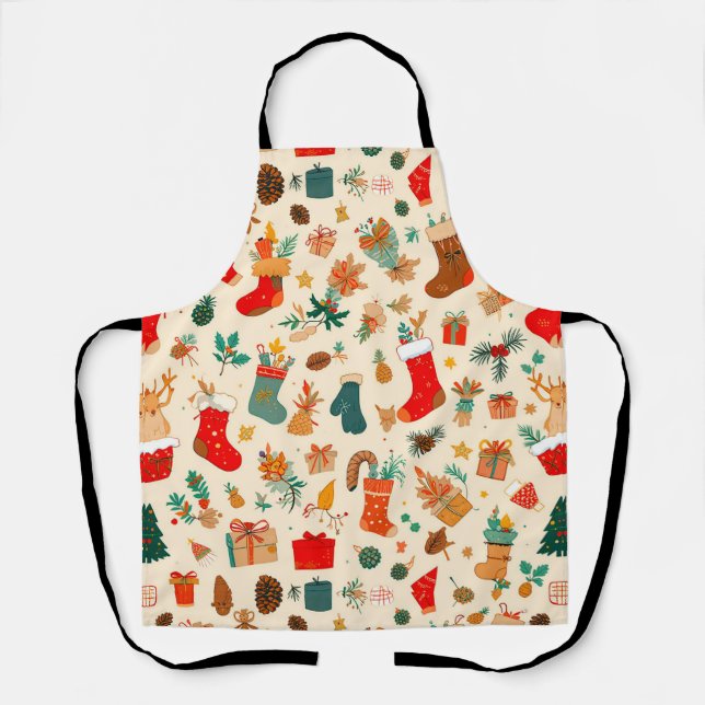 Colourful christmas pattern apron (Front)