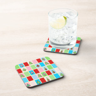 Colourful Christmas Pattern Coaster