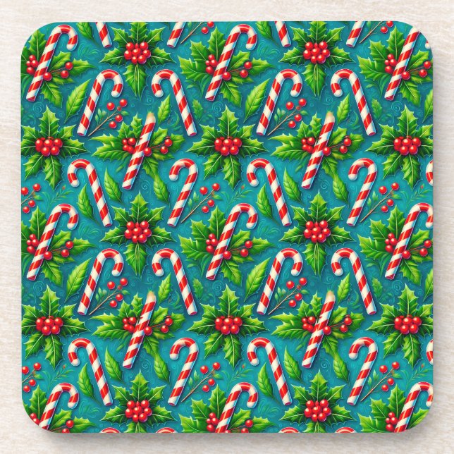 Colourful christmas pattern coaster (Front)