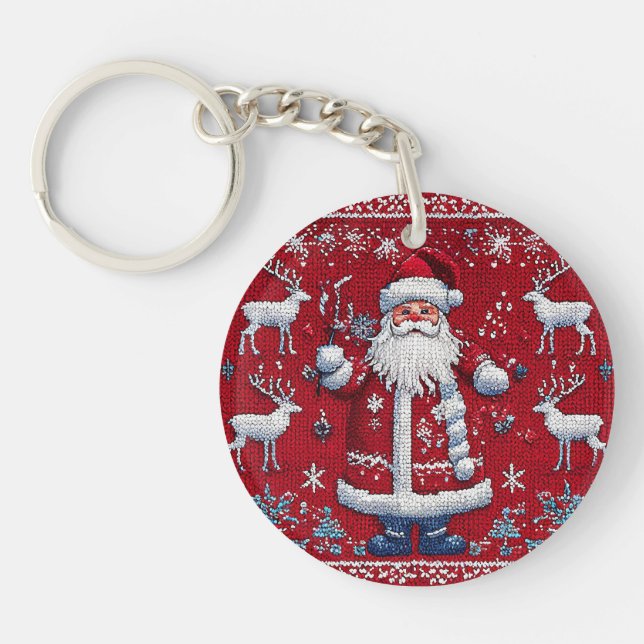 Colourful christmas pattern keychain (Front)