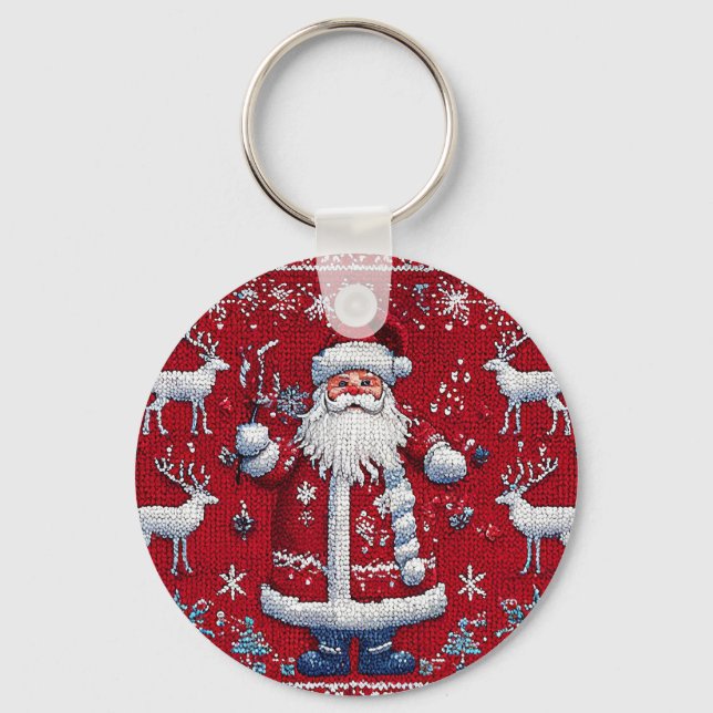 Colourful christmas pattern keychain (Front)