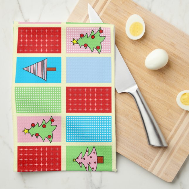 Colourful Christmas Pattern Kitchen Towel (Quarter Fold)