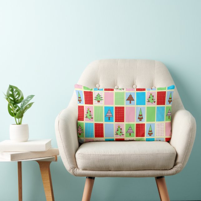 Colourful Christmas Pattern Lumbar Pillow (Chair)