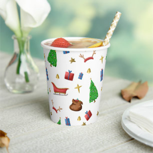Colourful Christmas Pattern Party Paper Cups