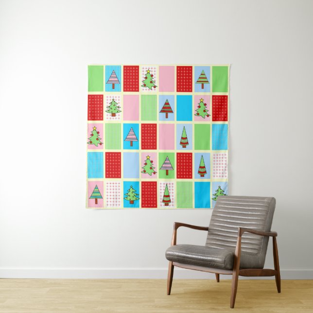 Colourful Christmas Pattern Tapestry (In Situ)