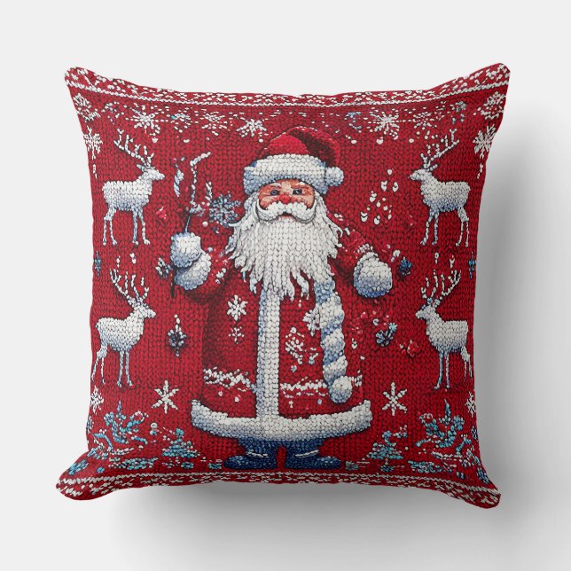 Colourful christmas pattern throw pillow (Front)