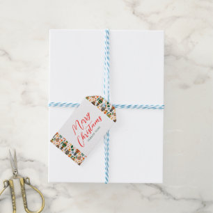 Colourful Christmas Pattern With Nutcrackers Gift Tags