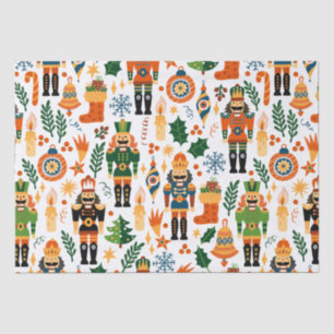 Colourful Christmas Pattern With Nutcrackers Tissue Paper