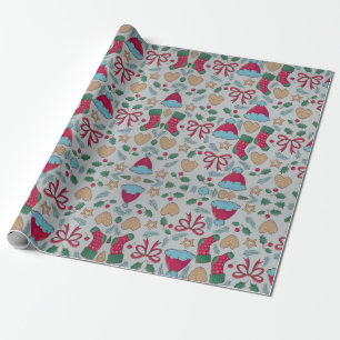 Colourful Christmas Pattern Wrapping Paper Sheets