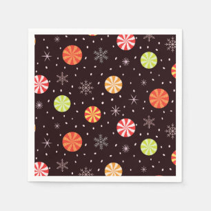 Colourful Christmas Peppermint Candy With Snowflak Napkin