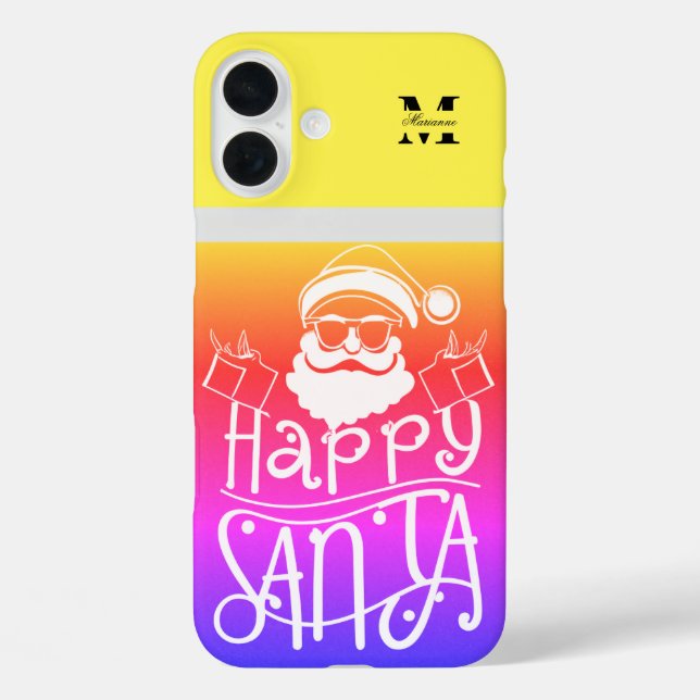 Colourful Christmas personalized name and initial  Case-Mate iPhone Case (Back)