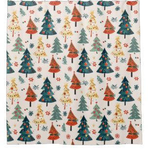 Colourful Christmas Pine Trees Seamless Pattern