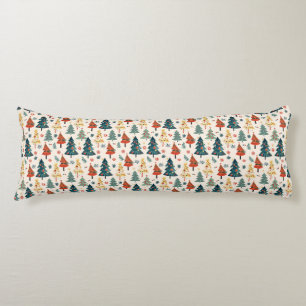 Colourful Christmas Pine Trees Seamless Pattern Body Pillow