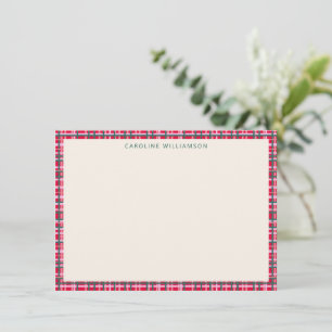 Colourful Christmas Plaid Border Personalized Name Card