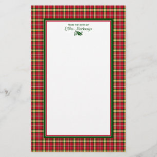 Colourful Christmas Plaid Personalized Stationery