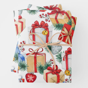 Colourful Christmas Presents Wrapping Paper Sheet
