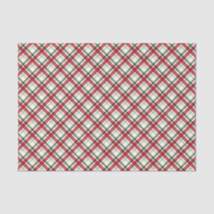 Colourful Christmas Red Green Plaid Pattern Tissue Paper