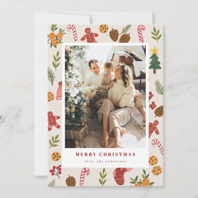 Colourful Christmas & Seasonal Items Photocard Holiday Card (Front)