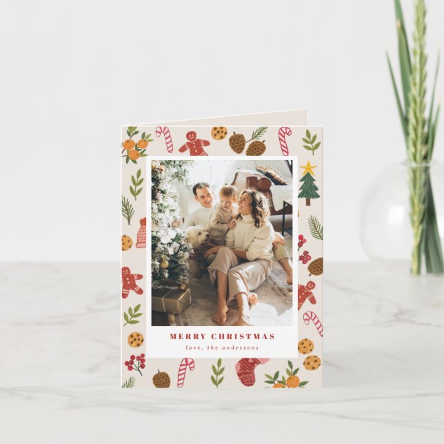 Colourful Christmas & Seasonal Items Photocard Holiday Card (Front)