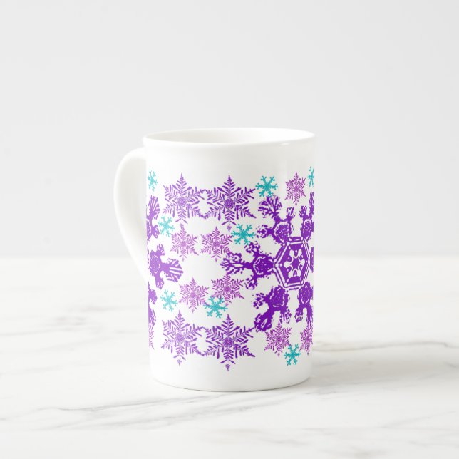 Colourful Christmas Snowflake Bone China Bone China Mug (Front Left)