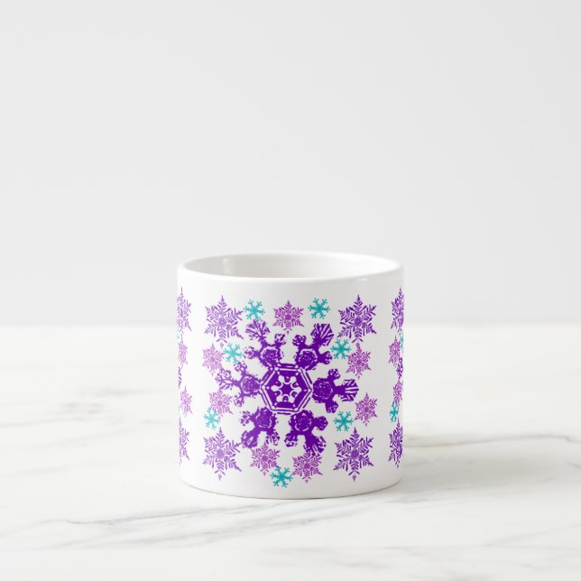 Colourful Christmas Snowflake Espresso Cup (Front)