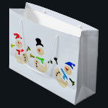 Colourful Christmas Snowman Parade Large Gift Bag<br><div class="desc">Colourful Christmas Snowman Parade Check out all these other great gift ideas! Customize or personalize any of these items by adding your own text such as names, places or things as well as adding your own graphics to create a unique and original items, office products or gift ideas for any...</div>